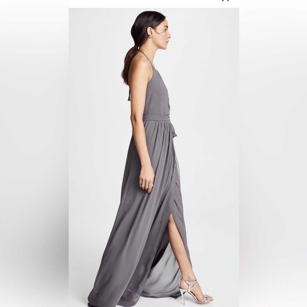 BNWT Ceremony by Joanne August Halter Wrap Chiffon Dress in Off-White size M - Picture 5 of 16